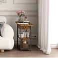 thumbnail image 4 of Set of 2 Narrow End Tables with Charging Station, USB Ports & Outlets, 2-Tier Storage Side Table, Rustic Brown Nightstand for Living Room & Bedroom, 4 of 4