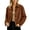 Coffee, variant on Women's Suede Cropped Jacket Lapel Collar Button Down Long Sleeve Casual Shacket with Pockets Vintage Fall Winter Street Outerwear White