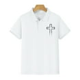 thumbnail image 5 of XQYLOS Tween Boys Girls Aestheti𝐜 Lapel Neck Shirt Short Sleeve Cross Print Tennis School 𝐔niform Collared Tops, 5 of 8