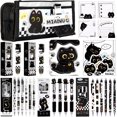 thumbnail image 4 of Black Cute Cat Stationery Set Cat School Supplies Including Sticky Notes,Mechanical Pencils,Eraser,Notebook,Stickers etc Kawaii Birthday Christmas Gifts Classroom Rewards (Black Cute cat)$$Office, 4 of 7
