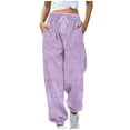 thumbnail image 2 of Women's Sweatpants Fleece Drawstring Elastic Waist Long Pant Winter Cuffed Ankles With Pockets, 2 of 5