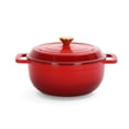 thumbnail image 2 of Cast iron 5QT cooking pot - Gradient red - Includes two silicone gloves - Enamel pot, 2 of 10