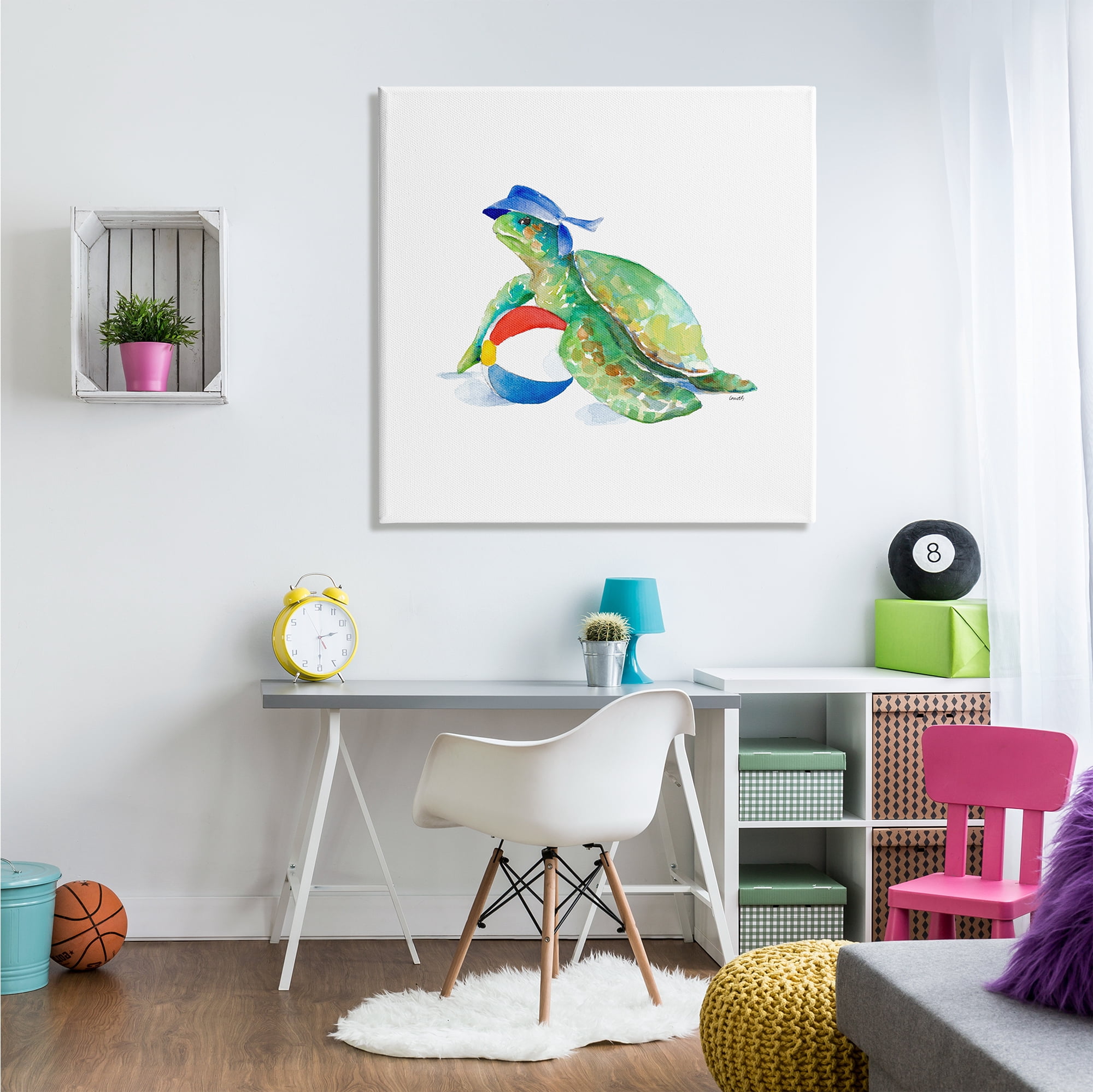 Stupell Indtries Ocean Tortoise Playful Beach Ball Aquatic Turtle,36 x 36,Design by Lanie Loreth