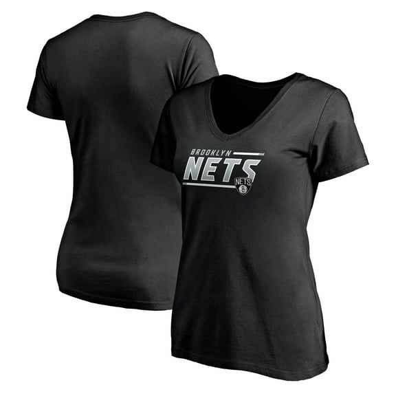 Women's Fanatics Black Brooklyn Nets Mascot In Bounds V-Neck T-Shirt