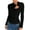Black, variant on Plus Size Womens Asymmetrical Draped Blouse Solid Color Long Sleeve V Neck Cutout Detail Metallic Buttons Spring Top Brown M