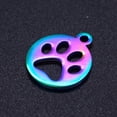 thumbnail image 2 of 5Pcs 304 Stainless Steel Pet Charms Flat Round with Dog Claw Pendant Accessory Rainbow Color Jewelry Findings for Necklace Bracelet Jewelry Making 14x12x1mm Hole: 1.5mm, 2 of 3