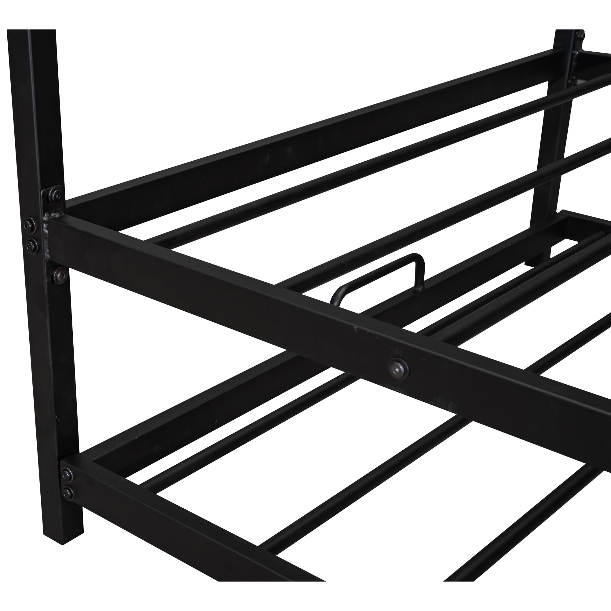 Gewnee Metal House Bed With Trundle,Kids Twin Size House Shaped Platform Bed Frame,Black