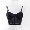 thumbnail image 4 of Women's Rhinestone Corset Top Sexy Mesh Bustier, Underwire Push Up Boned Crop Tank, Sheer Sequin Party Clubwear, Adjustable Strap Camisole, 4 of 7