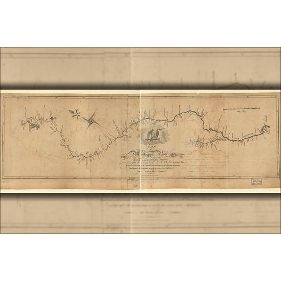 24"x36" Gallery Poster, Map of the Mississippi River 1810
