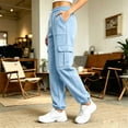 thumbnail image 6 of Lopecy-Sta Pants for Women Jogger Cargo Pants Elastic Drawstring Waist Multi Pockets Relaxed Fit Daily Wear Workout Trousers for All Seasons, 6 of 7