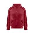 thumbnail image 4 of Htigea Womens Half Zip Sweatshirts Long Sleeve Y2k Tops Thin Fleece Cropped Hoodies Casual Loose Sweatshirt with Pockets Red S, 4 of 8