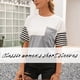thumbnail image 3 of Camiseta de mujer a rayas, color block, manga corta, cuello redondo, camiseta holgada, gris, XL Vogacara  AP001245-12, 3 of 7