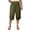Army Green, variant on Womens Solid Linen Blend Smocked High Waist Capri Pants Dual Side Hand Pockets Side Slit Loose Fit Lightweight Casual Cropped Trousers