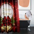 thumbnail image 6 of 4 Piece Shower Curtain Sets, Christmas Bell Red Green Gold with Non-Slip Rugs, Toilet Lid Cover and Bath Mat, for Bathroom Decor Set, 72" x 72", 6 of 11