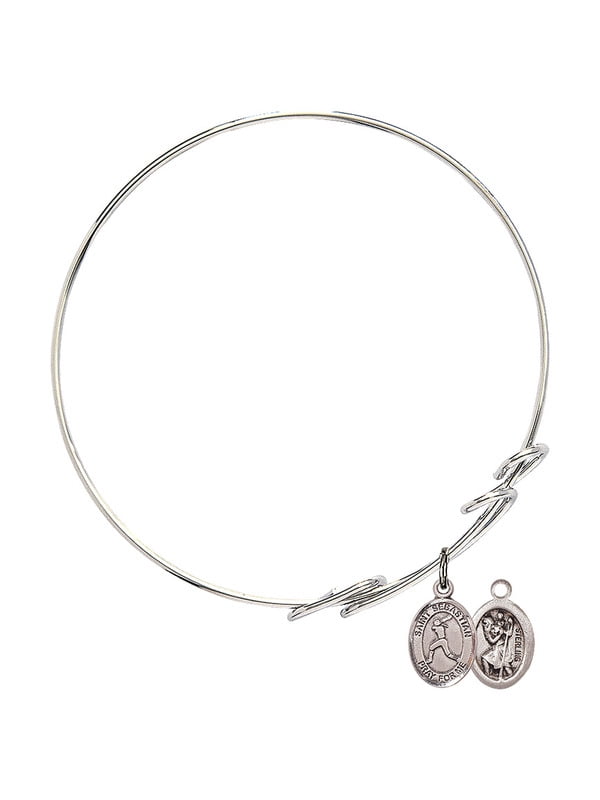 Sebastian//Fishing Charm. DiamondJewelryNY Double Loop Bangle Bracelet with a St