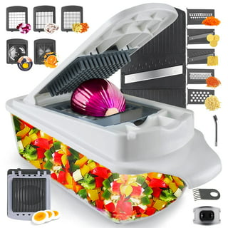 Vegetable Mandolin Julian Slicer Lychee 9 in 1 Food Chopper with 6  Interchangeable Blades Red 