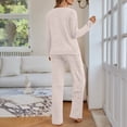 thumbnail image 3 of SUNBS Lounge Sets for Women 2 Piece Casual Outfits Long Sleeve Henley Top Wide Leg Pants Tracksuit with Pockets, 3 of 9