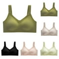 thumbnail image 3 of Lovskoo 2024 Womens Plus Bra Seamless Pack 3PC Ice Comfortable Bra Wireless Bra Full Figure Bra Push Up Bra V Neck Bra Gray, 3 of 3