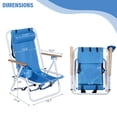 thumbnail image 4 of Folding Backpack Beach Chair Set of 2, 4 Positions Lay Flat Beach Chairs with Cup Holder& Storage Back Pouch& Backpack Straps& Adjustable Headrest for Sunbathing, Pool, Support 330 LBS, Blue, 4 of 7