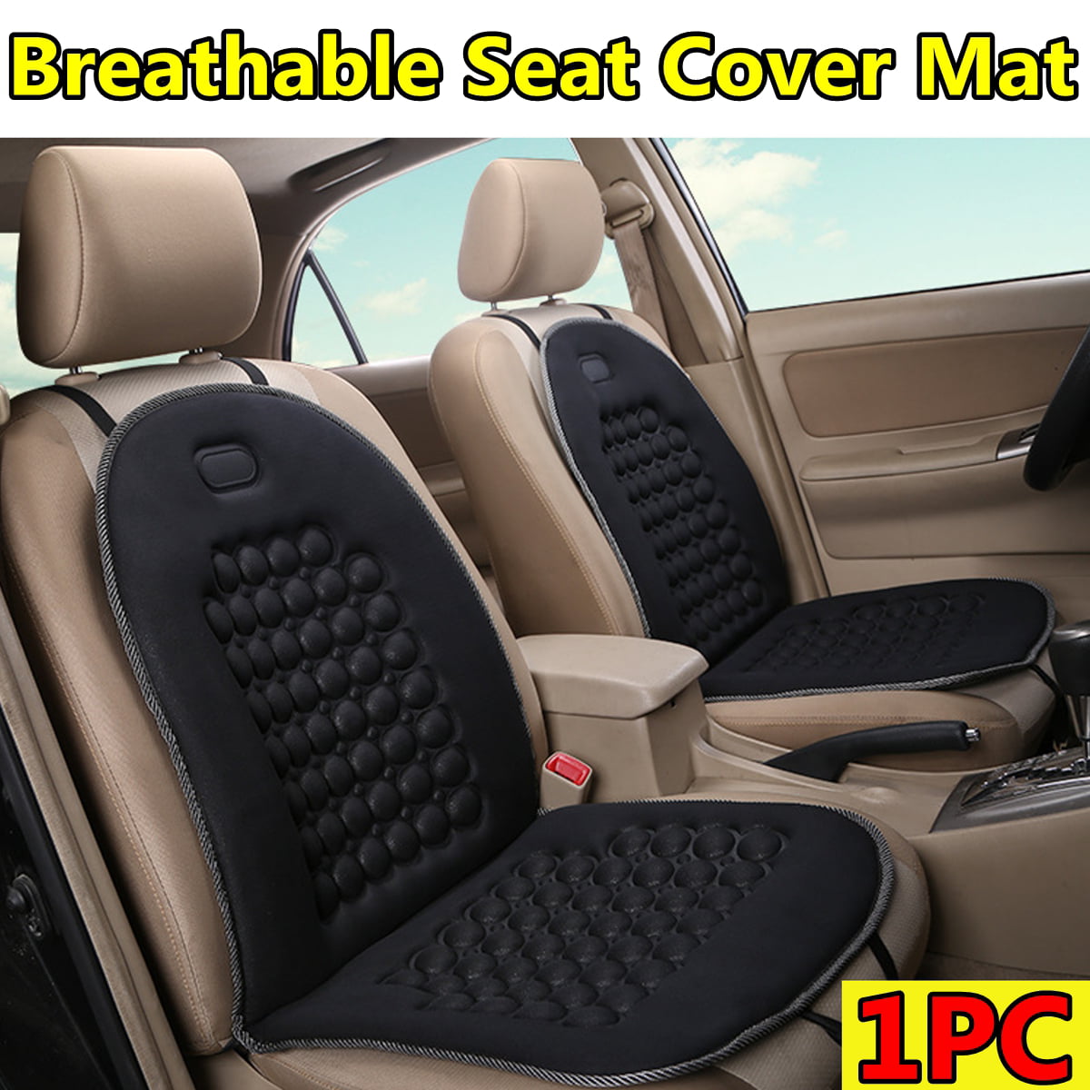 Black Tsumbay Ice Silk Car Seat Cushion Car Mesh Breathable Cool Seat Cushion for Summer,Pain Relief Memory Foam Seat Cover Pad with Non Slip Bottom,for Car,Office Chair,Wheelchair and More 