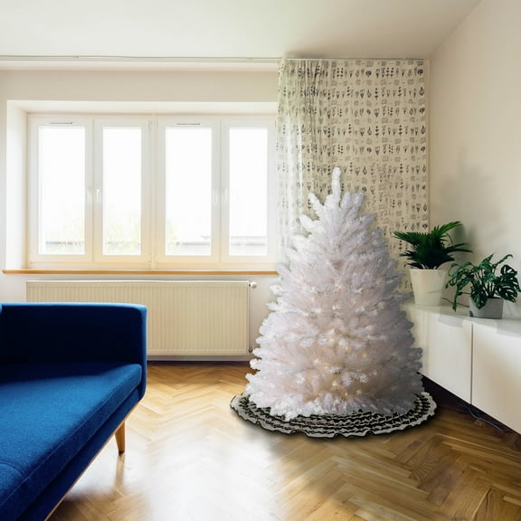 National Tree Company 4.5 ft. Pre-Lit Artificial Dunhill Fir® Christmas Tree, White, Clear Lights, Includes Stand