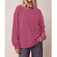 thumbnail image 3 of BTFBM Womens Long Sleeve Tops Fall Fashion | Lightweight, Crew Neck, Oversized Striped Shirt Women, Y2k Clothes, Vacation Travel Outfits, Going Out Top, Winter Layering, 3 of 9