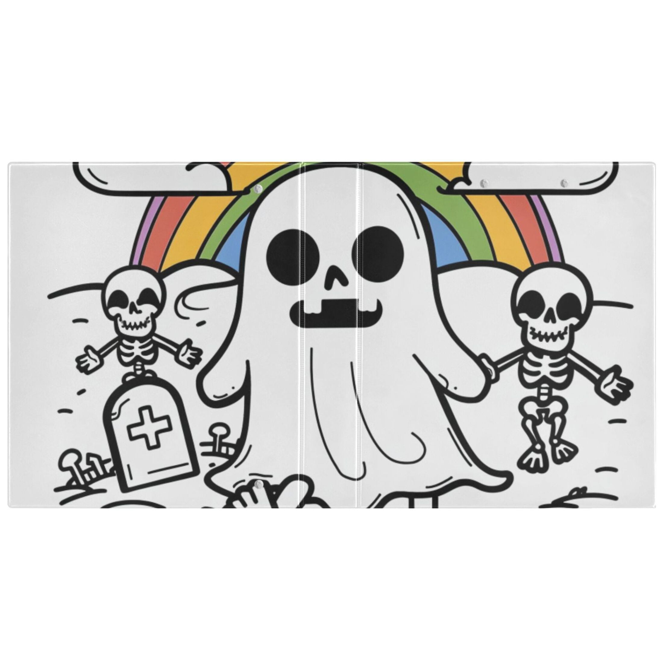 Gost Skeleton Rainbow 3 Ring Binders 1.5 inch Hardcover File Folders with Interior Pockets A4 Size Organizer for School Office Hospital