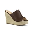 thumbnail image 1 of BLISSFUL STEP Chaussures pour Femmes Talon Compensé Bout Ouvert Espadrilles Mules à Plateforme Café 8,5, 1 of 7