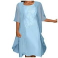 thumbnail image 1 of Conjunto de vestido de dos piezas de gasa y encaje para mujer: color liso, elegante e informal, material de poliéster, 1 of 7