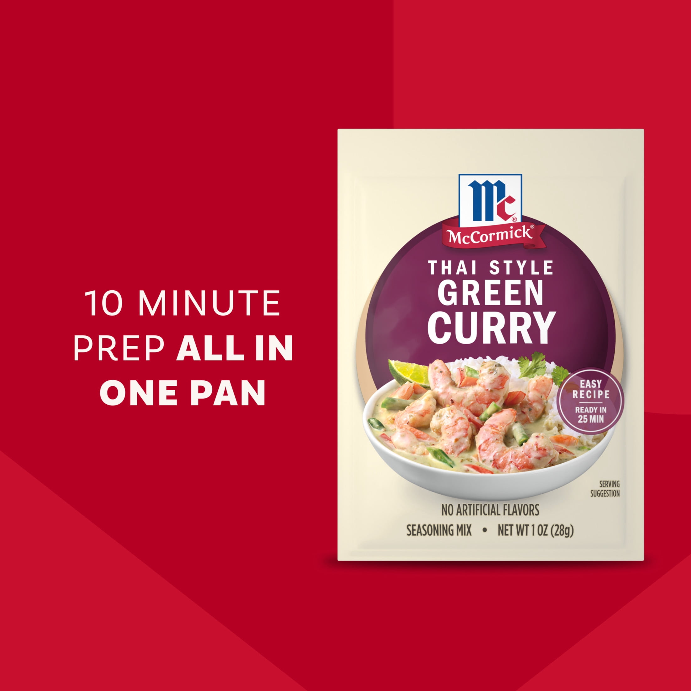 McCormick Thai Style Green Curry Seasoning Mix, 1.0 oz Tray