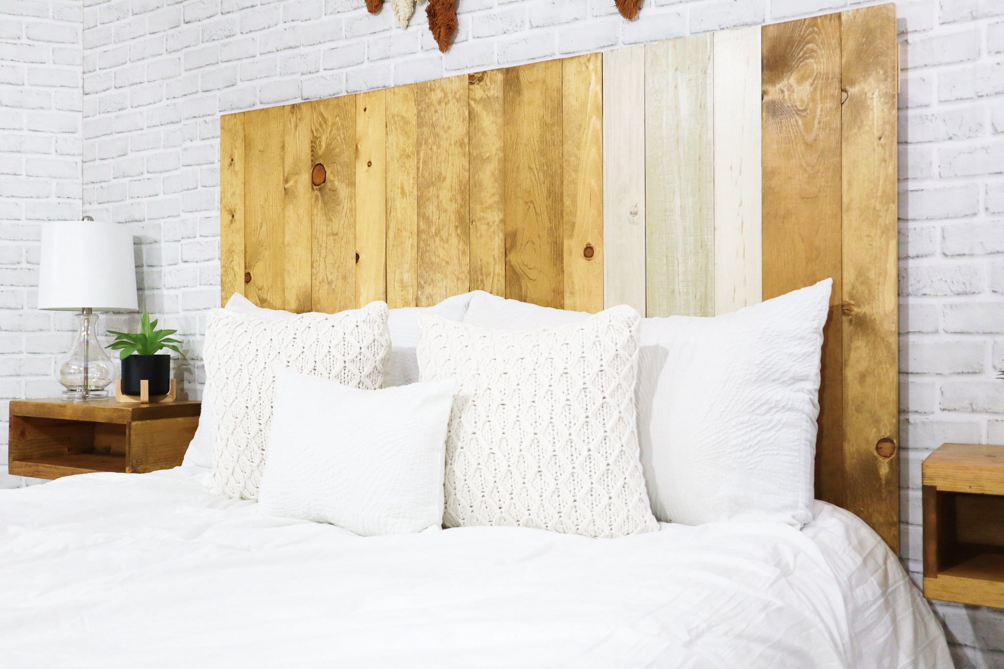 Barn Walls Boho Euro Mix Signature Design, Multicolored Solid Wood Headboard, Floating Panels, Wall Mount, Adjustable Height, Easy Assembly, California King Size