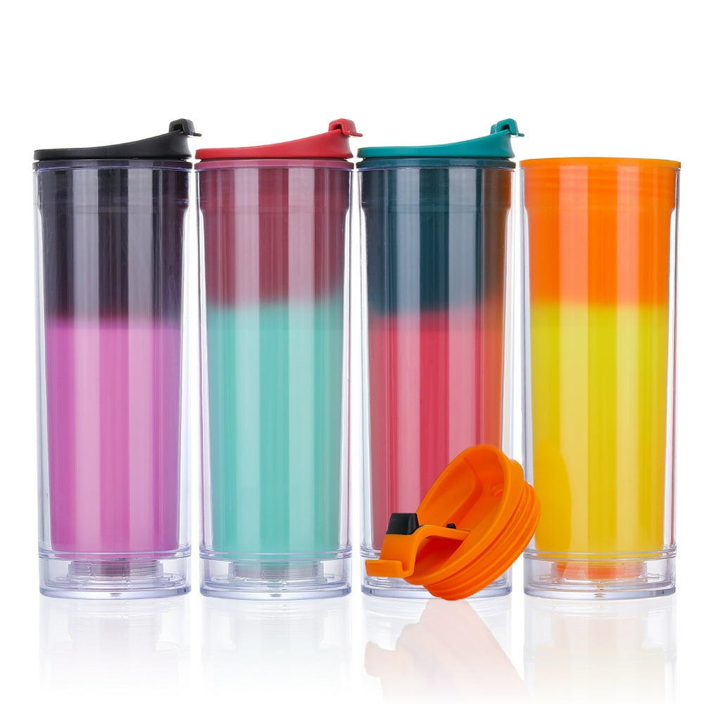 16 oz Color Changing Cups - Travel Tumbler with Lid, BPA Free Plastic