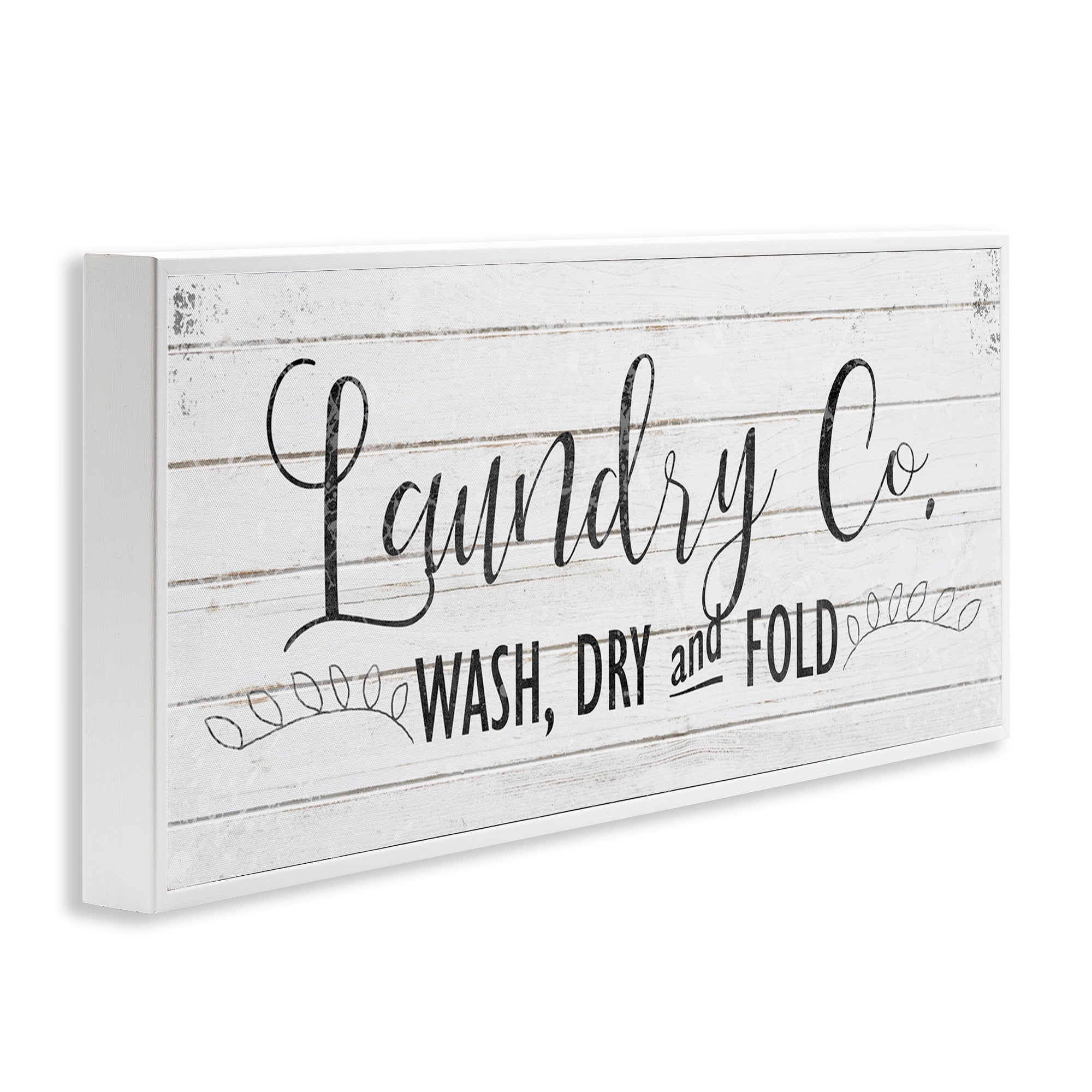 Stupell Industries Laundry Wash Dry & Fold Typography Painting White Framed Art Print Wall Art, 24 x 10