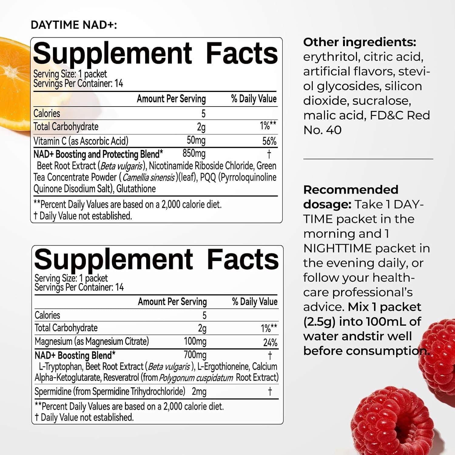 OxyEnergy NAD Supplement 1550mg, Day & Night Dual Formula with Nicotinamide Riboside, Resveratrol & PQQ, 28 Packets