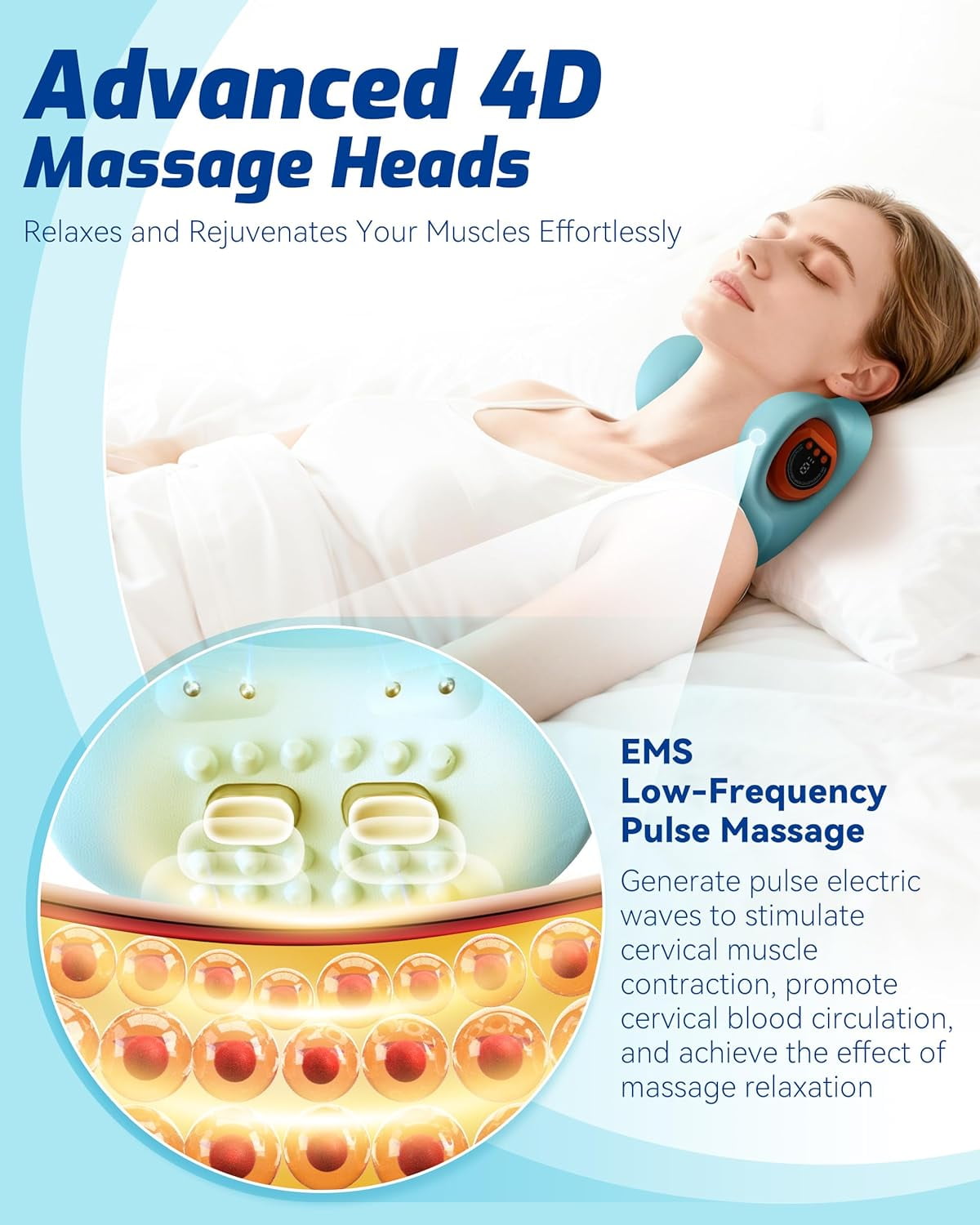 Neck Massager, 4-in-1 Massager, New Upgrade 26° Angle Neck Massager Pillow with Heat, 3 Modes and Multi-Directional Stretch - Neck & Shoulder Relief (1PCS)