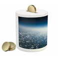 thumbnail image 2 of Space Piggy Bank, Aerial Atmosphere View of the Planet Earth with Moon Satellite World Horizon Picture, Ceramic Coin Bank Money Box for Cash Saving, 3.6" X 3.2", Pale Blue, by Ambesonne, 2 of 4