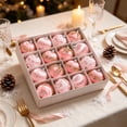 thumbnail image 5 of WWC Christmas Ball Ornament Set, 16 pcs Soft Satin Brushed Christmas Balls with Glitter Beaded, Christmas Tree Decorations for Xmas Party, Pink, 5 of 7