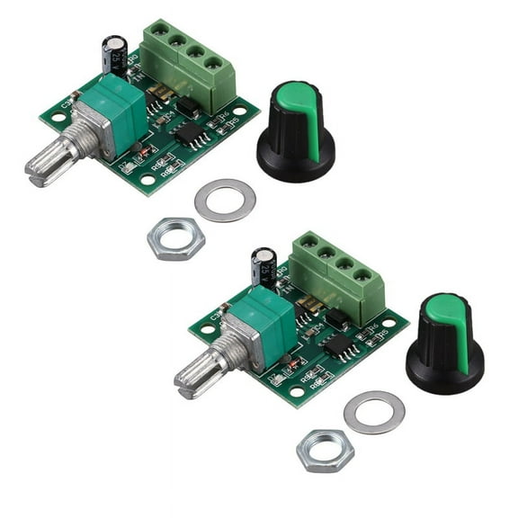 2X Low Voltage DC PWM Motor Speed Controller Module 1.8V 3V-5V-6V 12V 2A,2 x PWM motor speed adjuster module,green