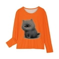 thumbnail image 4 of Ugoldhm Girls Boys Casual Tops Crewneck Cute Cat Print Tunic Tees Fall Trendy Long Sleeve Shirts, 4 of 5