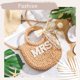 thumbnail image 5 of Bolso tejido a mano Straw Bride con diseño de letra rosa Mrs., 5 of 6