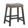 thumbnail image 4 of Rustic Backless Counter Stool Set of 2 – 25 Inch Wooden Farmhouse Barstool with Brown Leather Seat, Distressed Finish & Sturdy Frame – Space-Saving Counter-Height Seating for Kitchen, 4 of 7