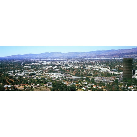 High angle view of a city Burbank San Fernando Valley Los Angeles County California USA Poster Print by Panoramic