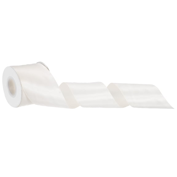 Uxcell 2 Inch 10 Yard Satin Ribbon Grosgrain Thin Solid Silk Wedding Bouquet Ribbon for Valentine's Day Gift Wrapping Cake Box Bows, Cream White