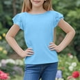 thumbnail image 5 of CYRBOKO T-shirts for Toddler Girls, 2025 Casual Comfy Flutter&nbsp;Sleeve Summer Tops Sky Blue Size 4-5 T, 5 of 9