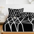 thumbnail image 6 of Twin XL Size Fitted Sheet Set - Black White Stripes 2 Piece Bedding Sets 16" Deep Pocket Fitted Sheet with 1 Pillowcases, Modern Abstract Art Geometric Brushed Microfiber Hotel Luxury Bed Sheets, 6 of 9