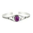 thumbnail image 3 of 925 Silver Plated Natural Amethyst Cuff Bangle Bracelet for Women – Handmade Open Bangle – Purple Gemstone February Birthstone Statement Jewelry – Gift for Her, 3 of 5