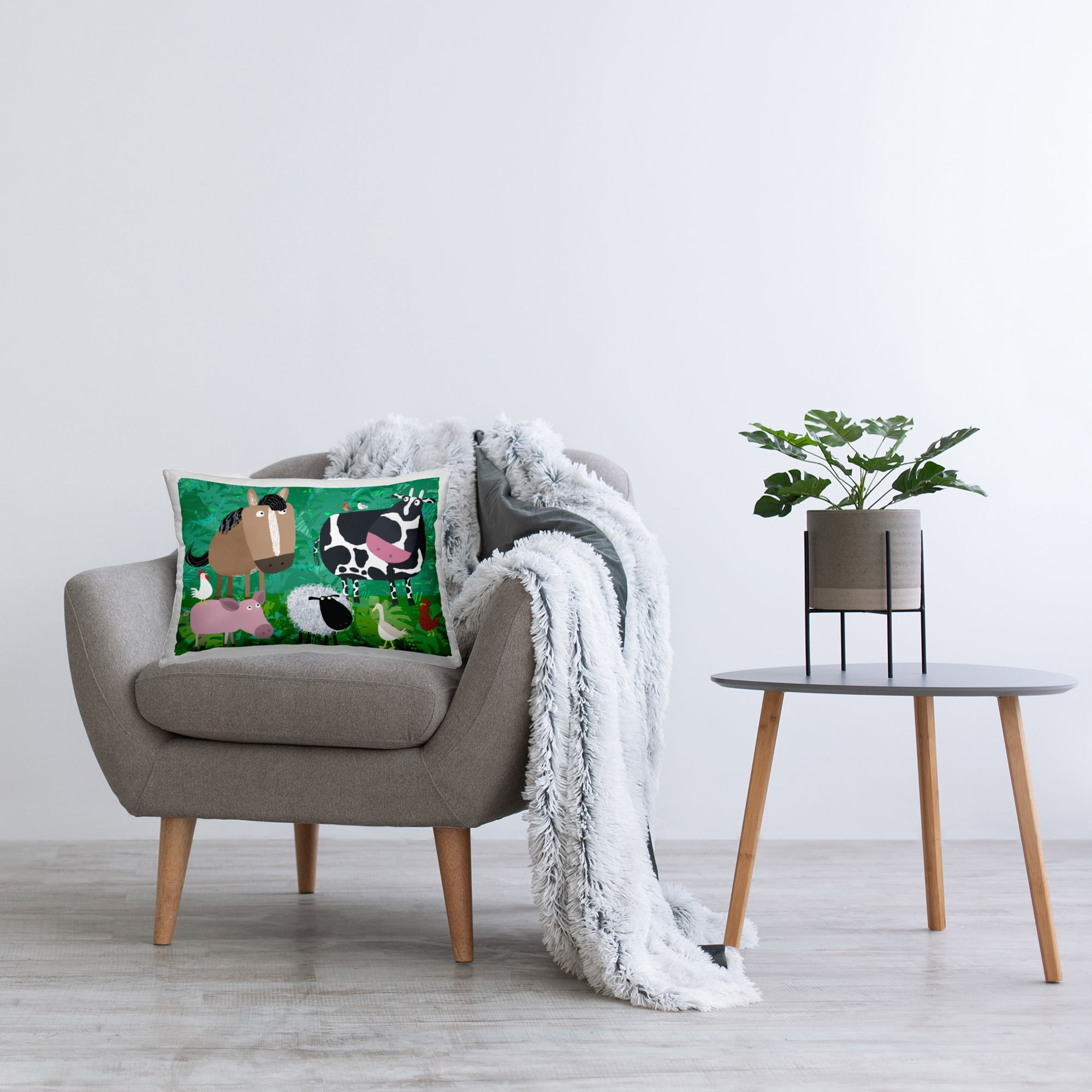 Stupell Industries Whimsical Farm Animals Decorative Printed Throw Pillow Design by Carla Daly