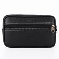 thumbnail image 2 of fankhu Men PU Leather Phone Bags Solid Color Waist Pack Zipper Fanny Pack (Black), 2 of 9