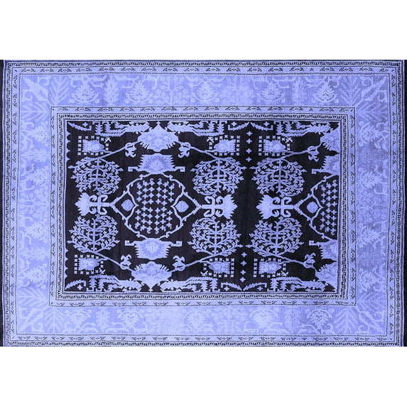 Ahgly Company Machine Washable Indoor Rectangle Oriental Blue Industrial Area Rugs, 4' x 6'