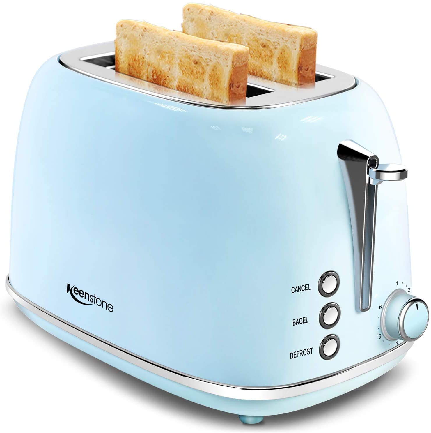 Toaster 2 Slice iClanda Auto Shutoff Bagel//Defrost//Reheat//Cancel Extra-Wide Slot Toaster with 6 Shade Settings High Lift 2-Slice Compact Toaster Black